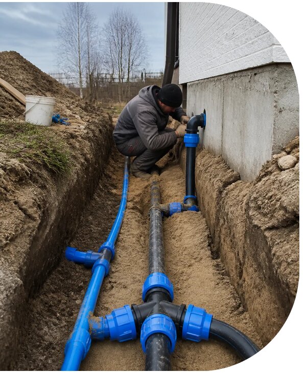 Монтаж наружного водопровода на участке под ключ в Югорске